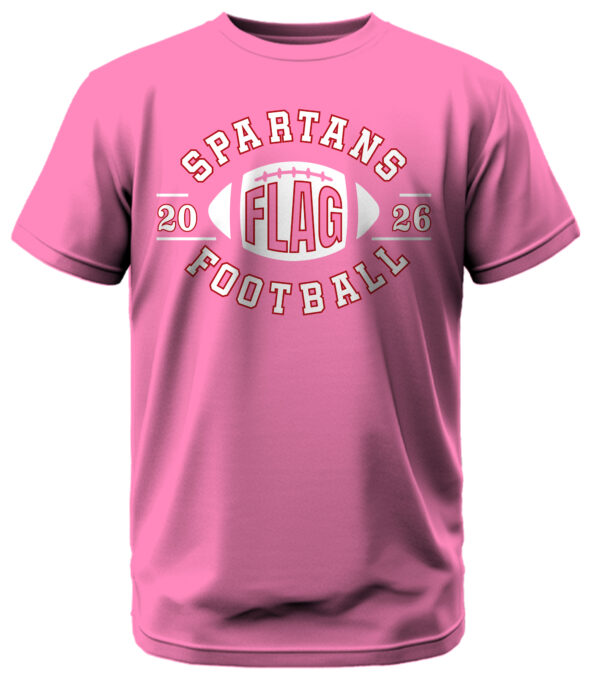 Spartans Flag Football 2026 Curved w/Red Outline T-Shirt - Image 6
