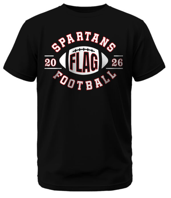 Spartans Flag Football 2026 Curved w/Red Outline T-Shirt - Image 4