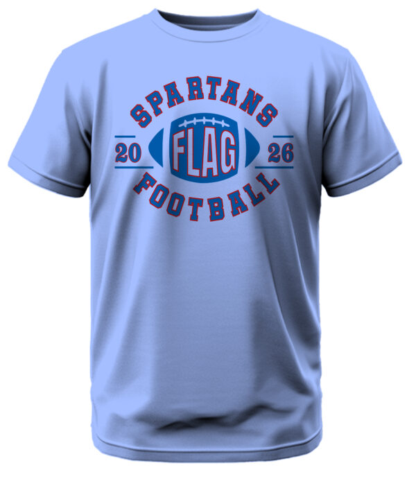 Spartans Flag Football 2026 Curved w/Red Outline T-Shirt - Image 5