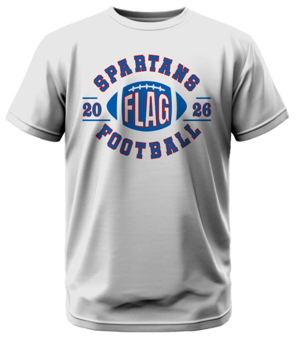Spartans Flag Football 2026 Curved w/Red Outline T-Shirt - Image 3
