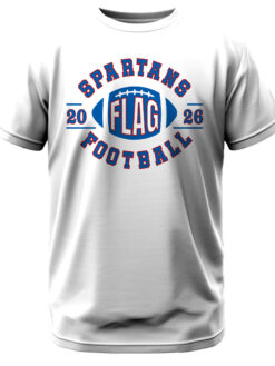 Alternative view of Spartans Flag Football 2026 Curved w/Red Outline T-Shirt