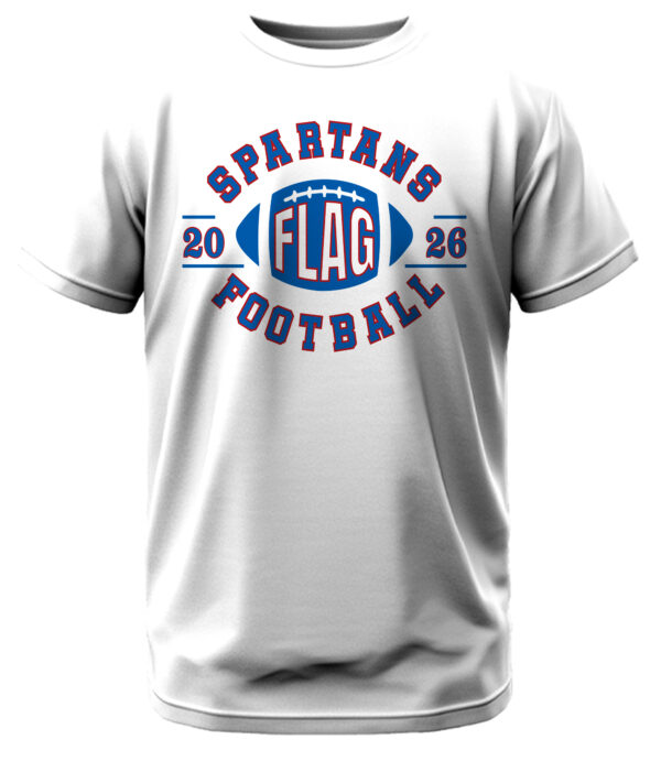 Spartans Flag Football 2026 Curved w/Red Outline T-Shirt - Image 2
