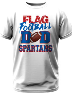 Alternative view of Spartans Flag Football Dad w/Red Outline T-Shirt