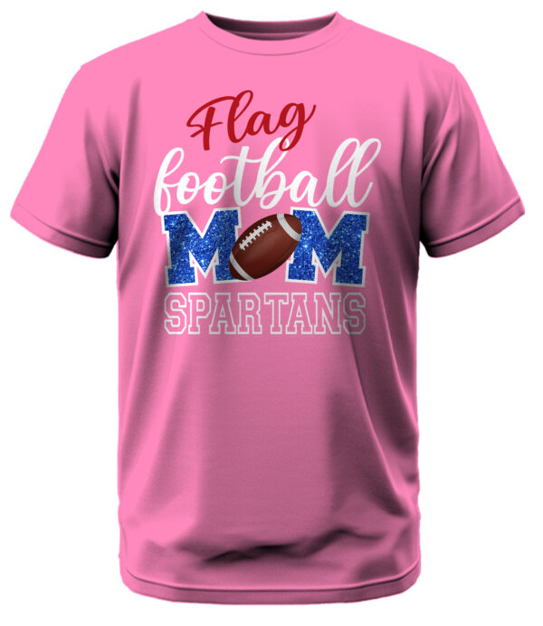 Spartans Flag Football MOM w/ Glitter T-Shirt - Image 6