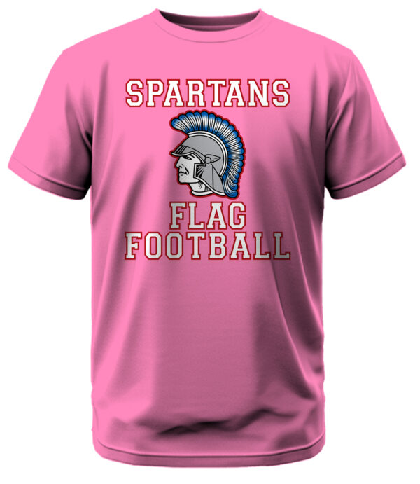 Spartans Flag Football w/Spartan Head and Red Outline T-Shirt - Image 6