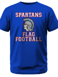 Spartans Flag Football w/Spartan Head and Red Outline T-Shirt