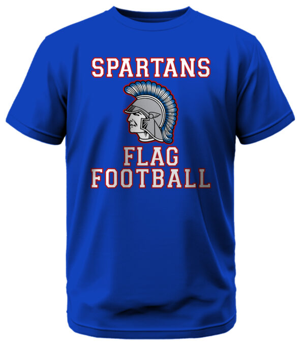 Spartans Flag Football w/Spartan Head and Red Outline T-Shirt