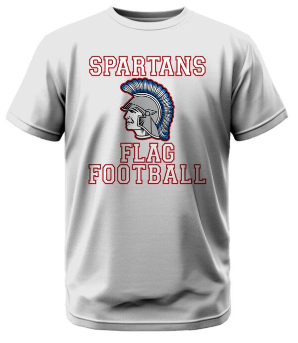Spartans Flag Football w/Spartan Head and Red Outline T-Shirt - Image 3