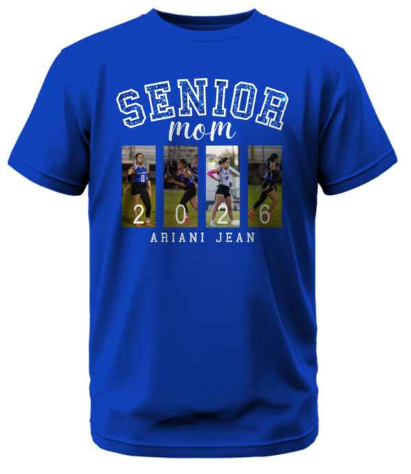 Senior Mom w/Glitter and 4 Custom Pictures T-Shirt