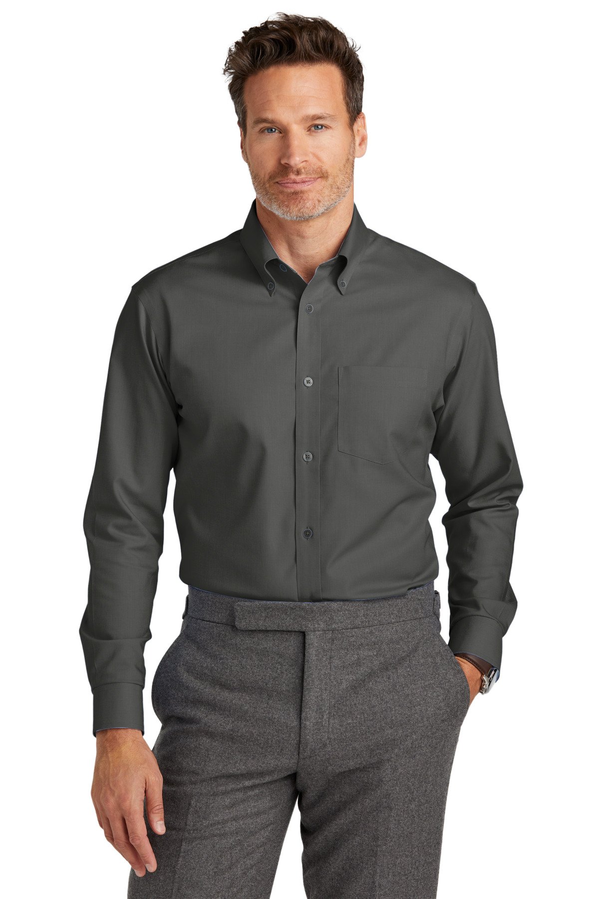 Brooks Brothers ® Wrinkle-Free Stretch Nailhead Shirt BB18002 - Image 3