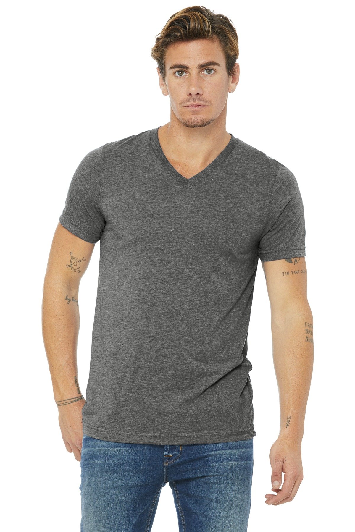 BELLA+CANVAS ® Unisex Triblend Short Sleeve V-Neck Te. BC3415 - Image 3