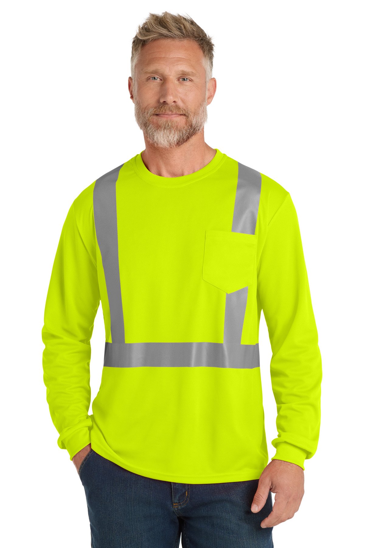 CornerStone ® ANSI 107 Class 2 Mesh Long Sleeve Tee. CS201 - Image 2