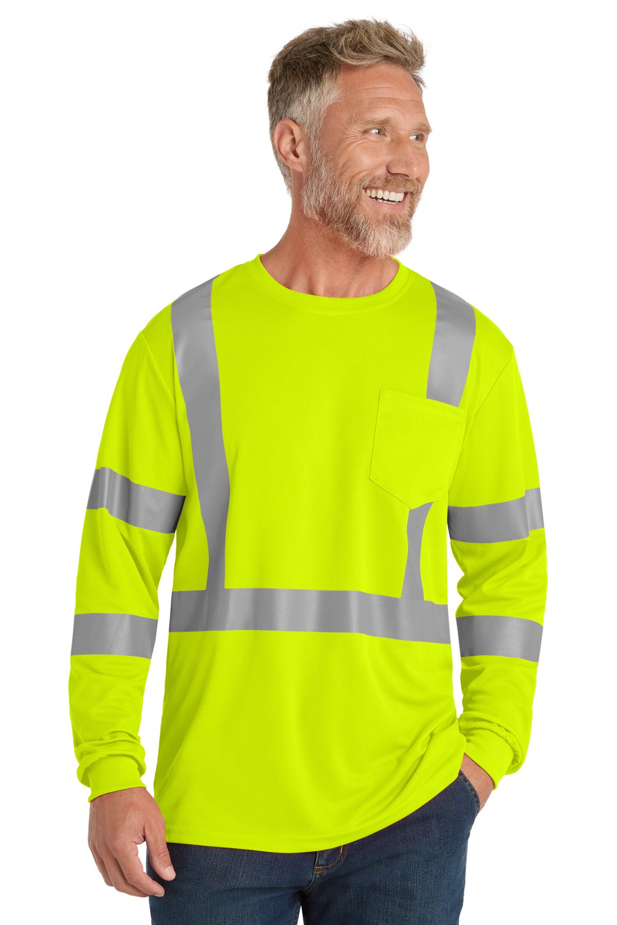 CornerStone ® ANSI 107 Class 3 Mesh Long Sleeve Tee. CS203 - Image 2