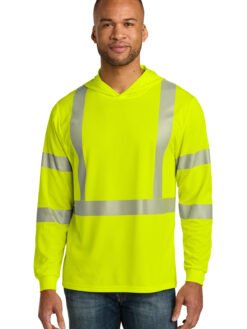 Alternative view of CornerStone ®  ANSI 107 Class 3 Long Sleeve Segmented Tape Hooded Tee CS208