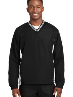 Alternative view of Sport-Tek ®  Tipped V-Neck Raglan Wind Shirt. JST62