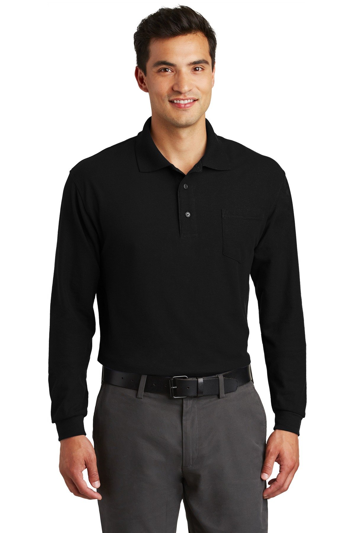 Port Authority ® Long Sleeve Silk Touch Polo with Pocket. K500LSP
