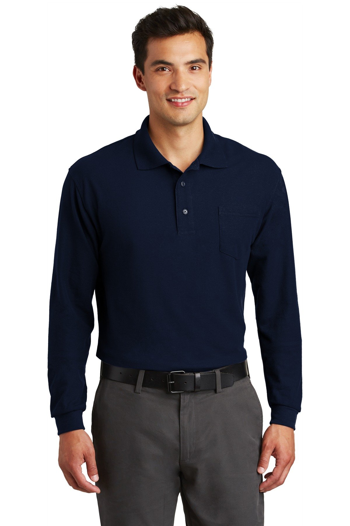 Port Authority ® Long Sleeve Silk Touch Polo with Pocket. K500LSP - Image 2