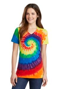 Port & Co   Women's Tie-Dye V-Neck Tee.  LPC147V