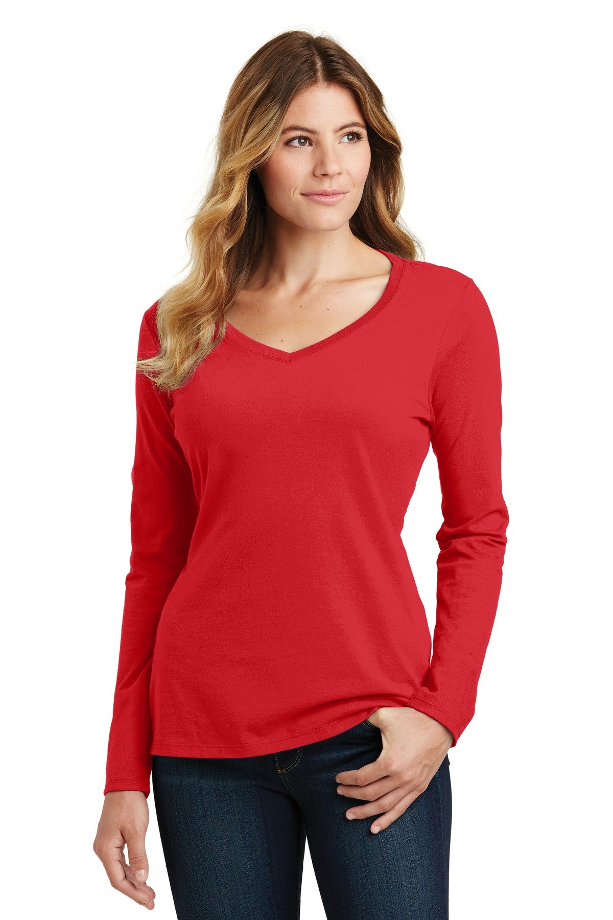 Port & Co Women's Long Sleeve Fan Favorite V-Neck Tee. LPC450VLS - Image 3