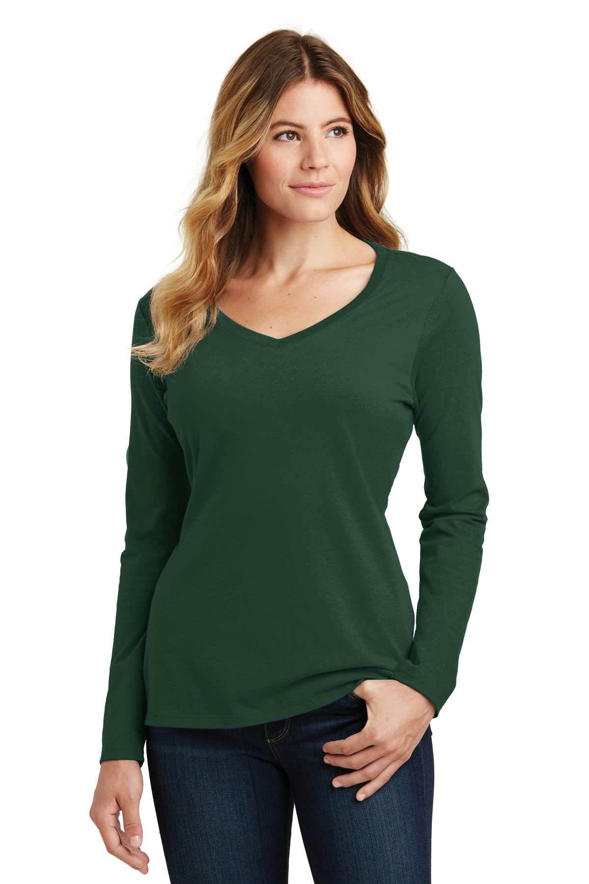 Port & Co Women's Long Sleeve Fan Favorite V-Neck Tee. LPC450VLS - Image 4