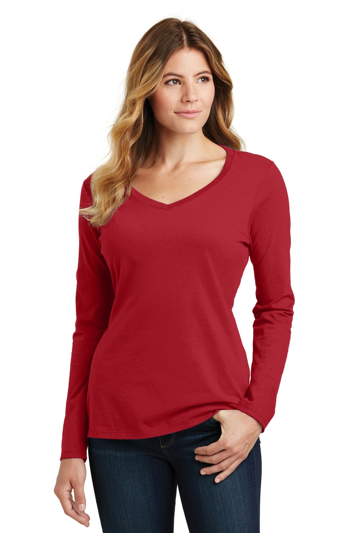 Port & Co Women's Long Sleeve Fan Favorite V-Neck Tee. LPC450VLS - Image 6