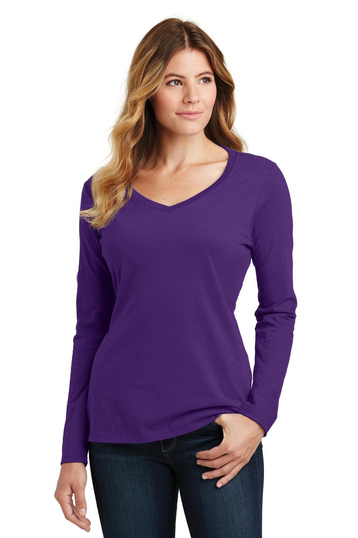 Port & Co Women's Long Sleeve Fan Favorite V-Neck Tee. LPC450VLS - Image 8