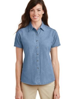 Port & Co Women's Short Sleeve Value Denim Shirt. LSP11