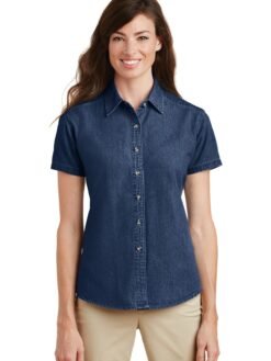 Alternative view of Port & Co ™  Women's Short Sleeve Value Denim Shirt.  LSP11
