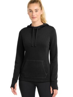 Sport-Tek  ®  Women's PosiCharge  ®  Tri-Blend Wicking Fleece Hooded Pullover. LST296