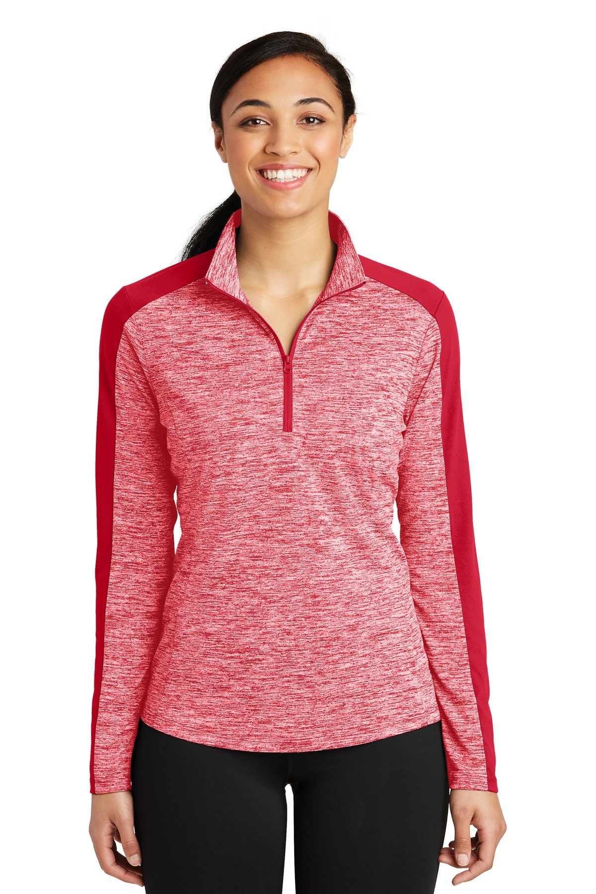 Sport-Tek ® Women's PosiCharge ® Electric Heather Colorblock 1/4-Zip Pullover. LST397 - Image 2