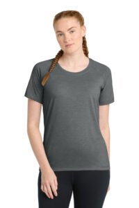 Sport-Tek Women's PosiCharge Tri-Blend Wicking Scoop Neck Raglan Tee. LST400