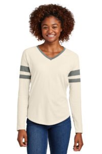 Sport-Tek Women's Halftime Stripe Long Sleeve V-Neck Tee LST6043