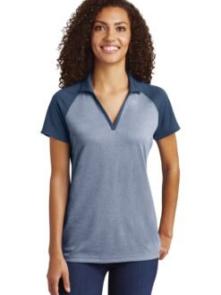 Alternative view of Sport-Tek  ®  Women's PosiCharge  ®  RacerMesh  ®  Raglan Heather Block Polo. LST641