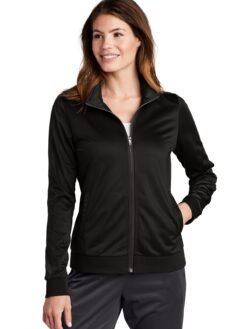 Sport-Tek ® Ladies Tricot Sleeve Stripe Track Jacket. LST94