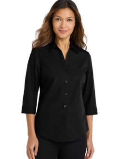 Port Authority ® Women's 3/4-Sleeve Carefree Poplin Shirt. LW102