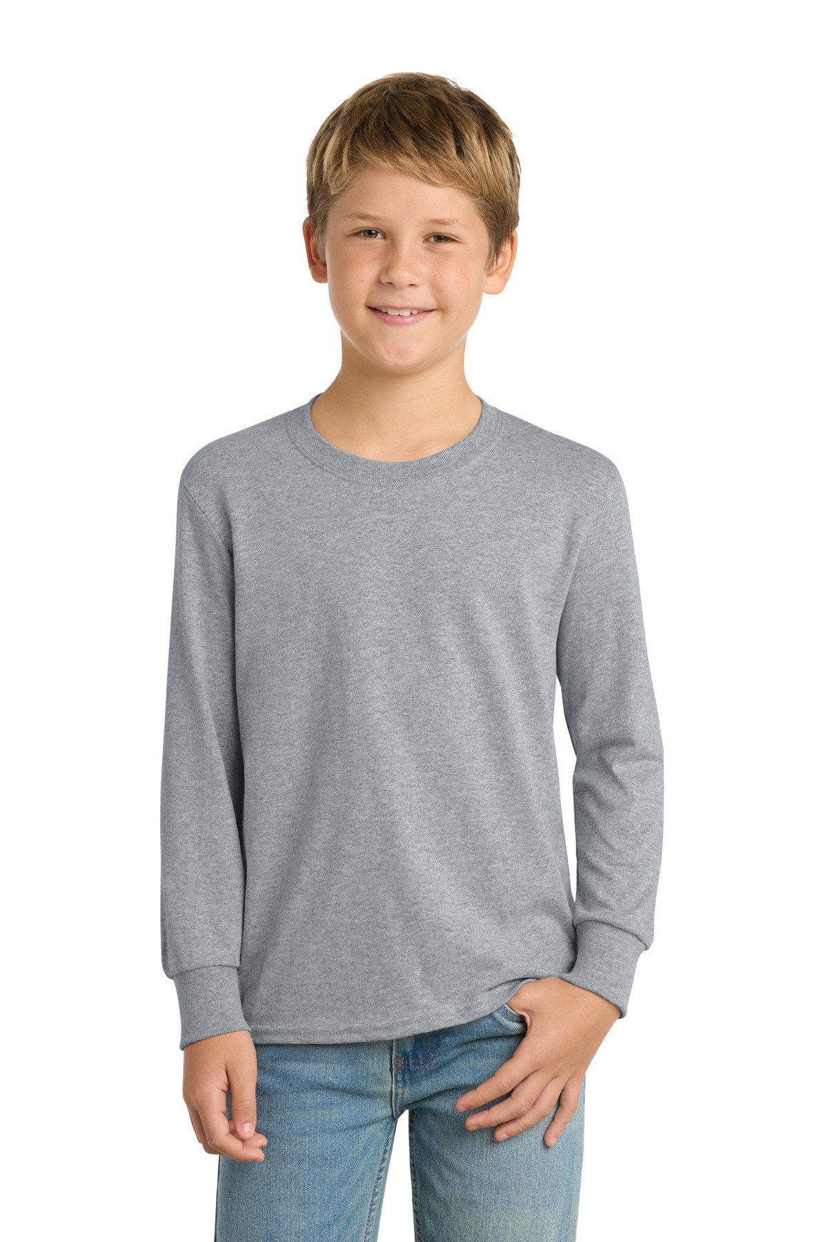 Port & Co Youth Long Sleeve Core Cotton Tee. PC54YLS - Image 2