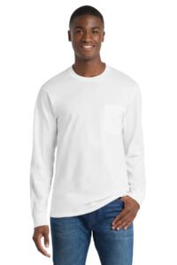 Port & Co   Tall Long Sleeve Essential Pocket Tee. PC61LSPT