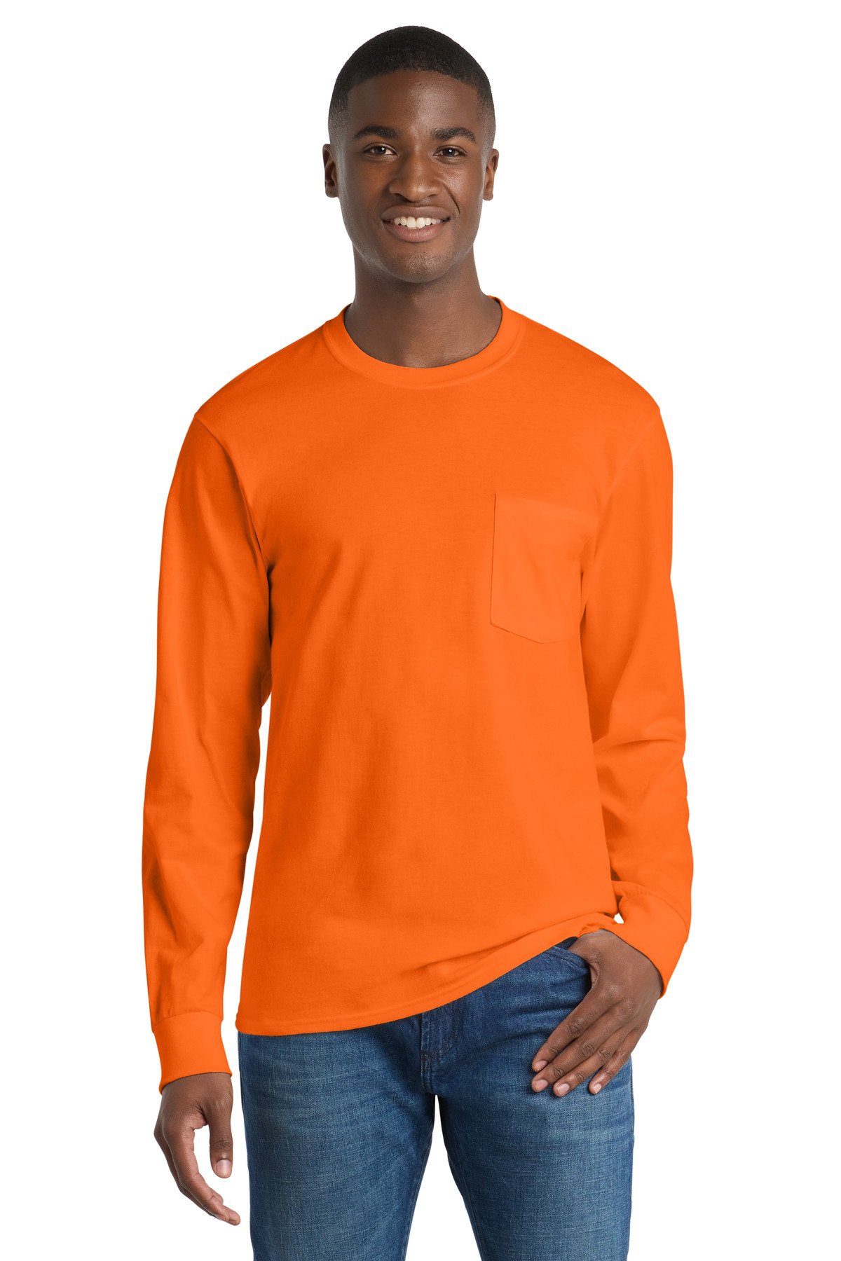 Port & Co Long Sleeve Essential Pocket Tee. PC61LSP - Image 11