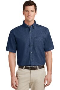 Alternative view of Port & Co   Short Sleeve Value Denim Shirt. SP11