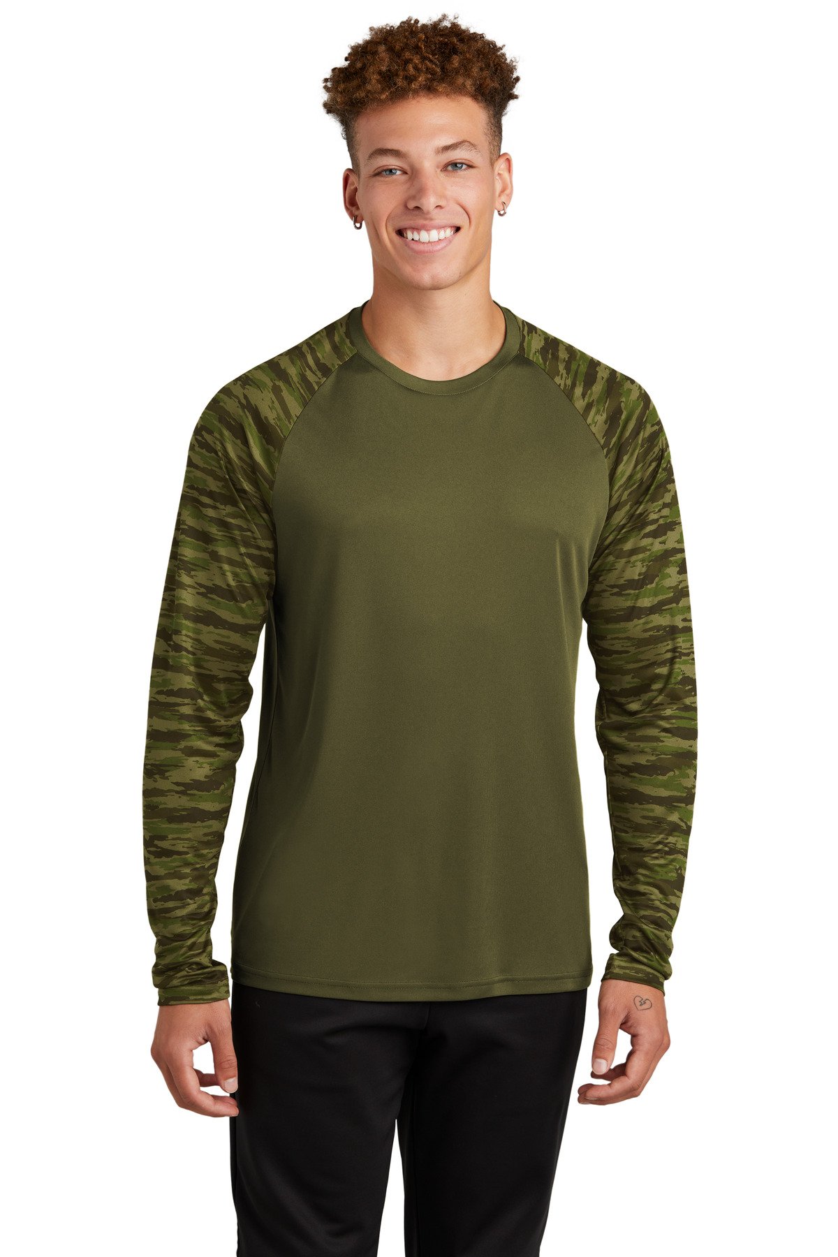 Sport-Tek Drift Camo Colorblock Long Sleeve Tee ST376LS - Image 2