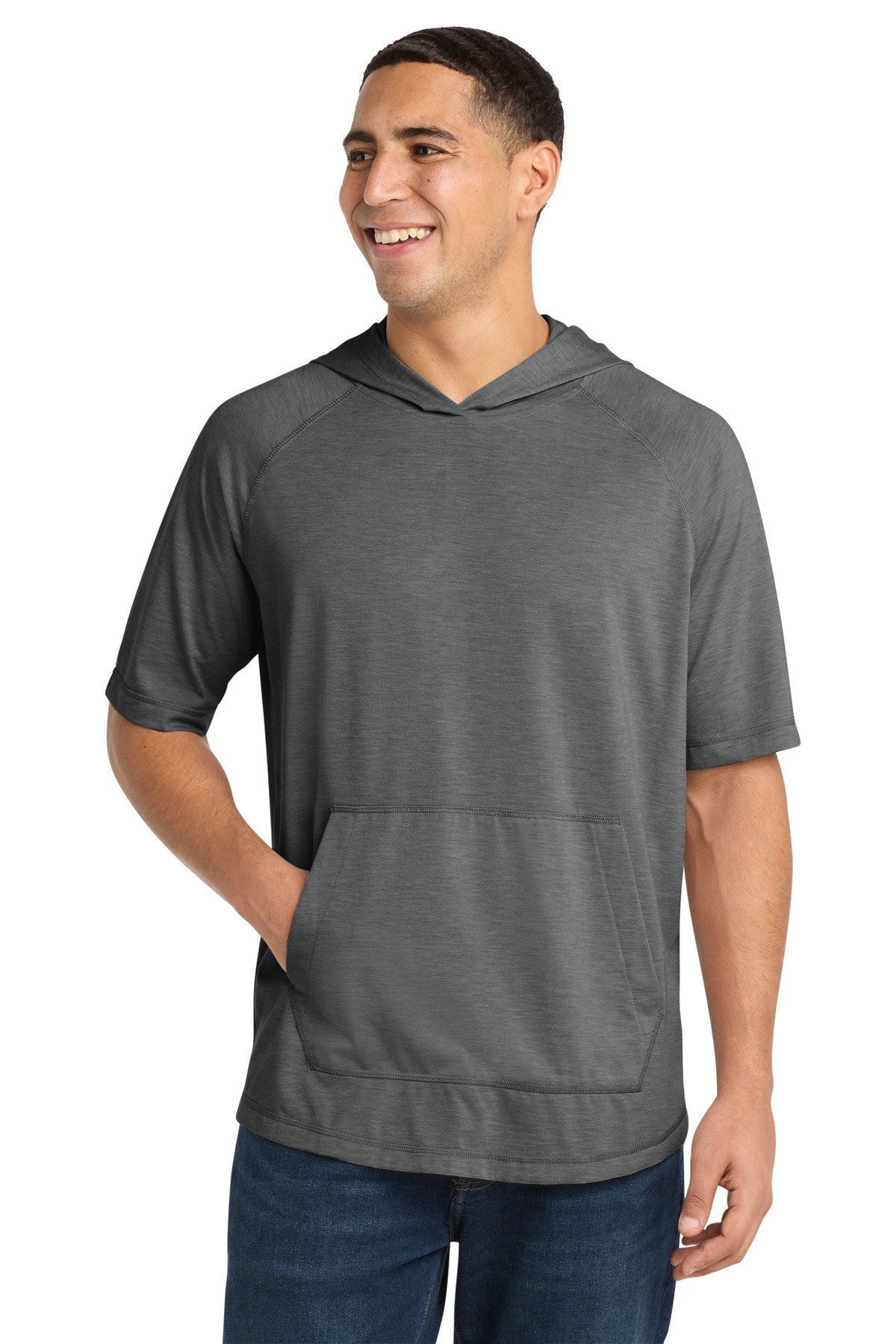 Sport-Tek ® PosiCharge ® Tri-Blend Wicking Short Sleeve Hoodie. ST404 - Image 2
