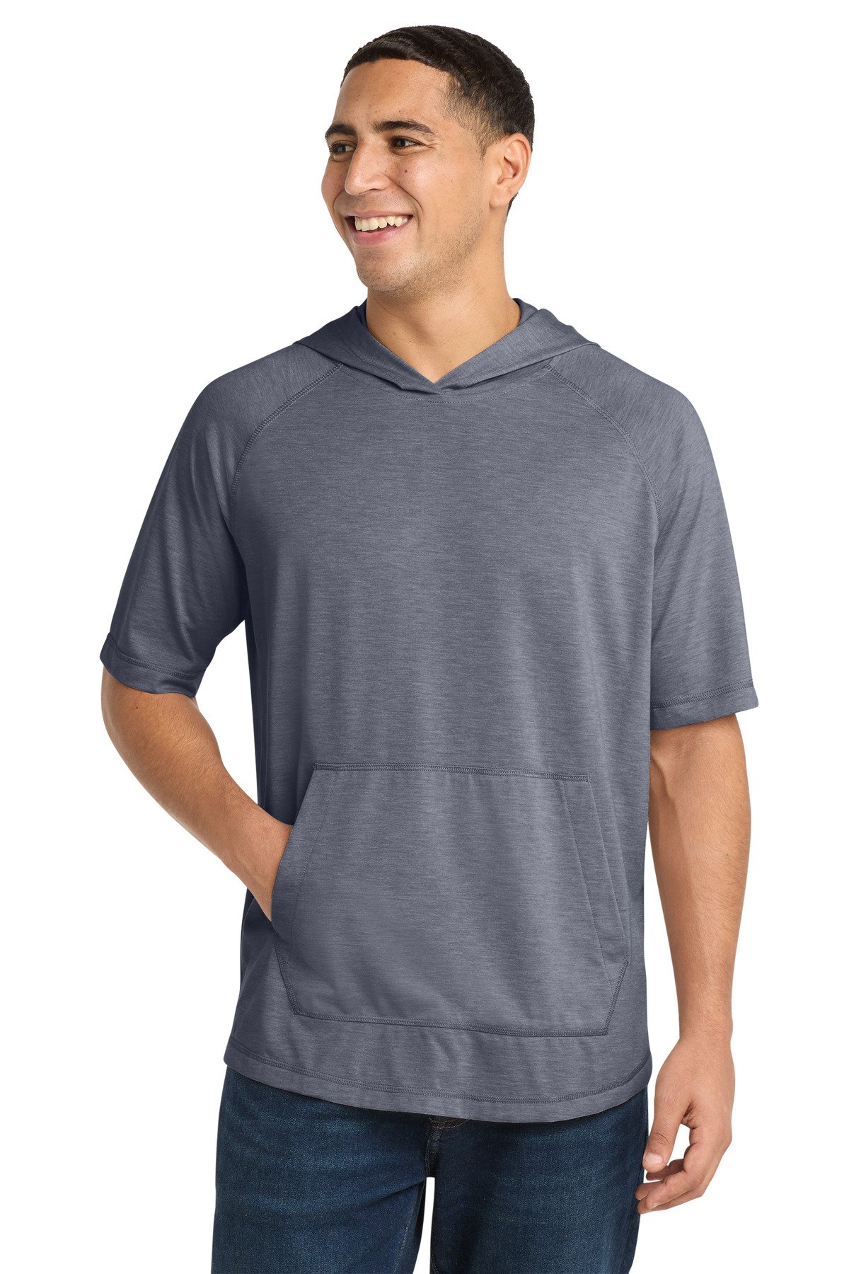 Sport-Tek ® PosiCharge ® Tri-Blend Wicking Short Sleeve Hoodie. ST404 - Image 4