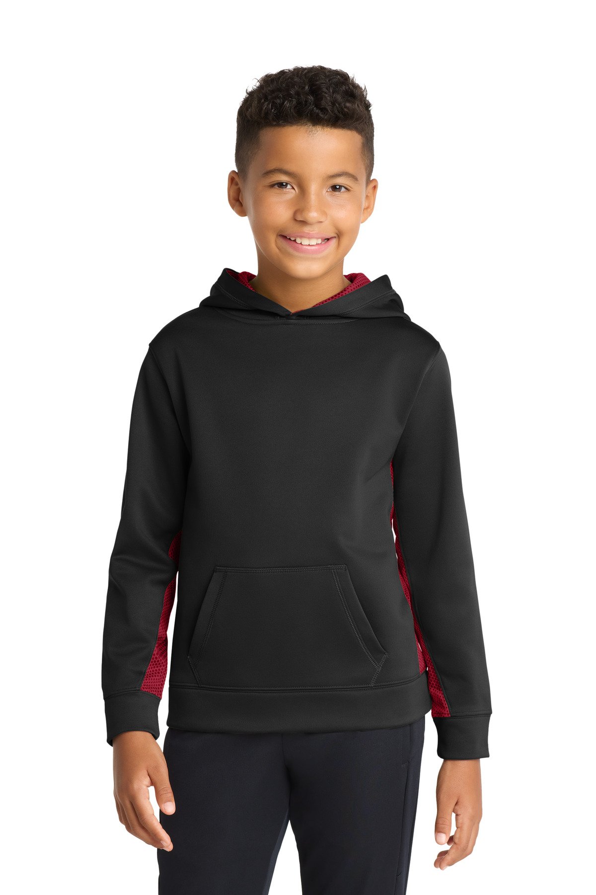 Sport-Tek Youth Sport-Wick CamoHex Fleece Colorblock Hooded Pullover. YST239