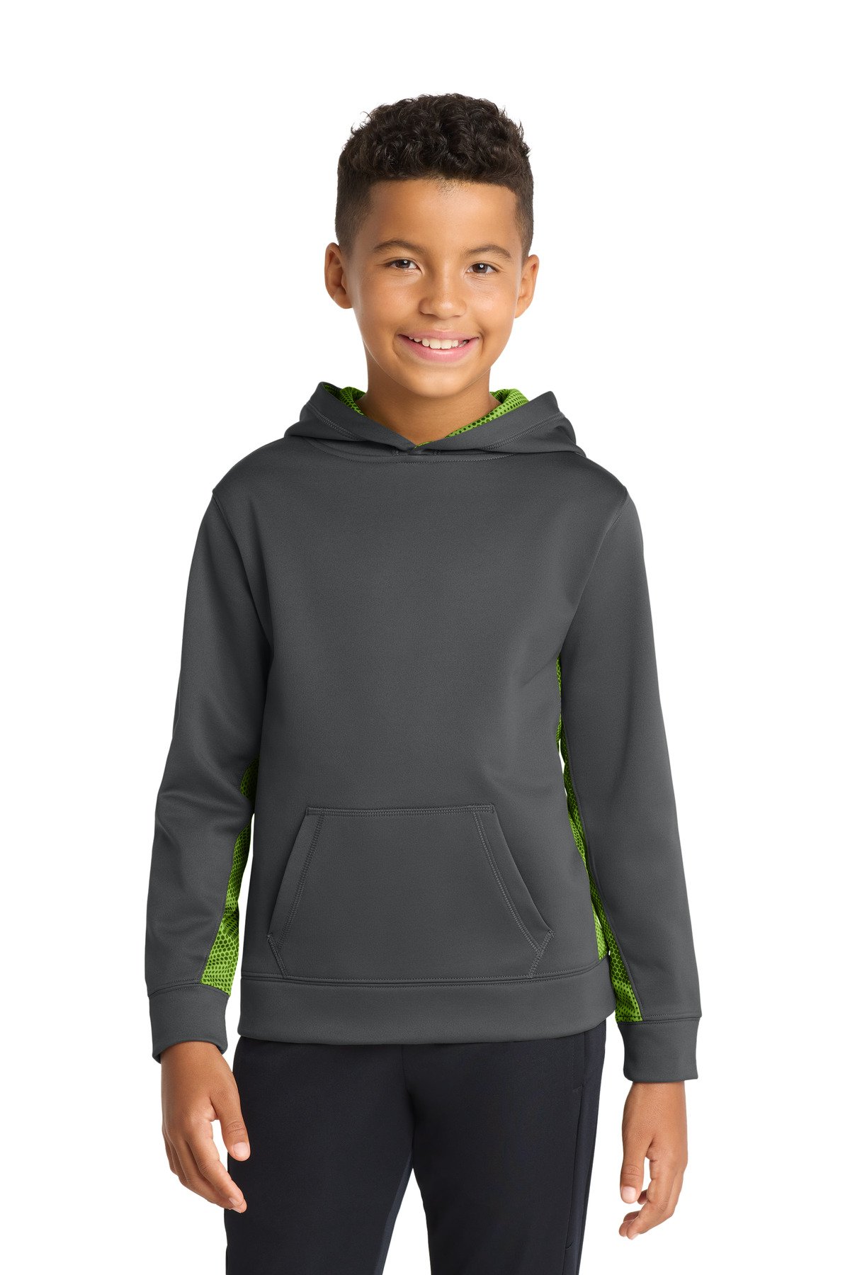Sport-Tek Youth Sport-Wick CamoHex Fleece Colorblock Hooded Pullover. YST239 - Image 3