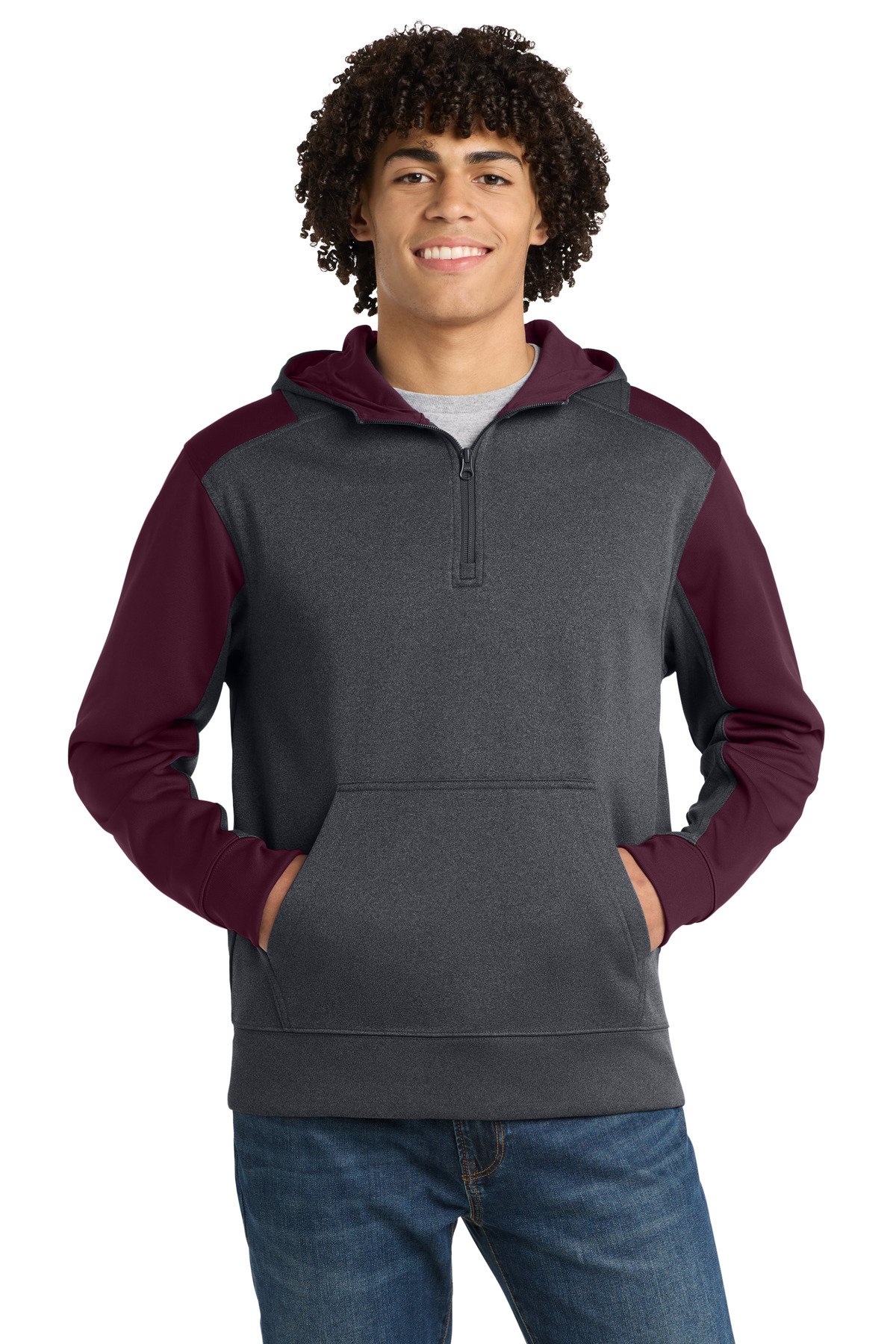 Sport-Tek Tech Fleece Colorblock 1/4-Zip Hooded Sweatshirt. ST249 - Image 3